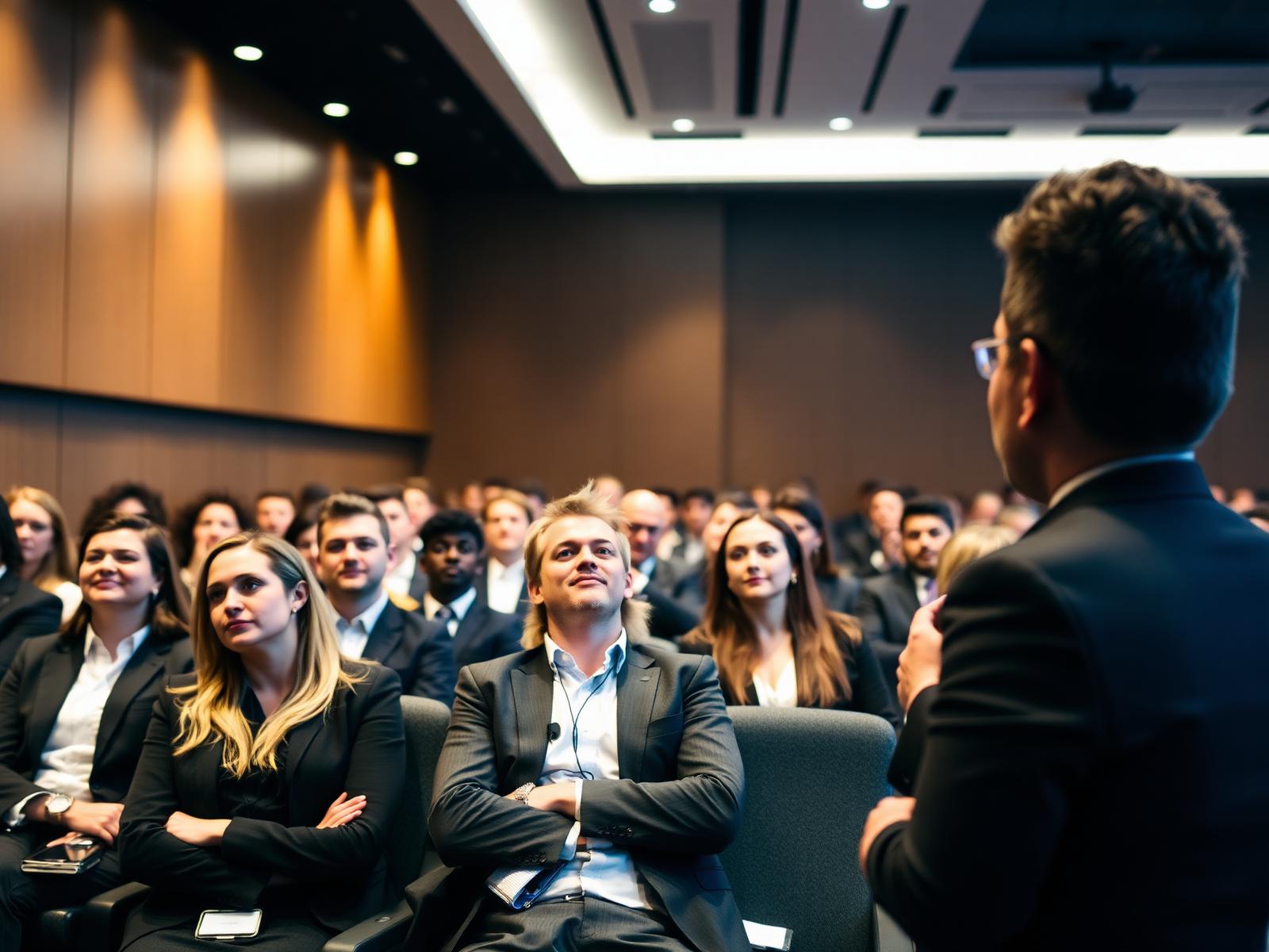 Auditório do congresso jurídico com jovens advogados